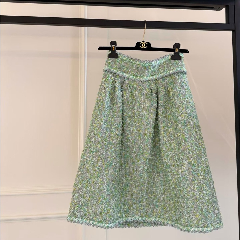 Authentic CHANEL Mint Green A-Line Skirt